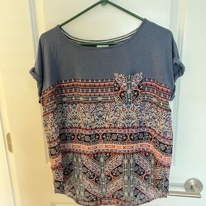Knox Rose Blue and Orange Patterned Top